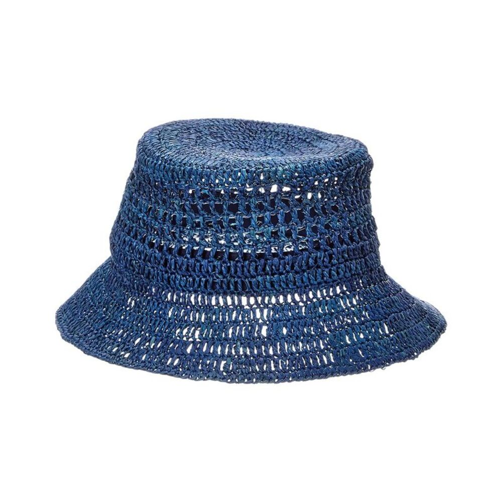 Bruno Magli Crochet Short Brim Bucket Hat, Blue